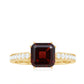 Anillo de compromiso de granate natural de 3,3 quilates con corte Asscher y diamante