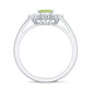 Natural 1.8 Carat Peridot Emerald Cut Engagement Ring with Diamond Halo