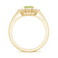 Natural 1.8 Carat Peridot Emerald Cut Engagement Ring with Diamond Halo