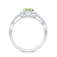 Anillo de compromiso con flor de peridoto ovalado natural de 1 quilate y diamante