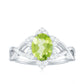 Anillo de compromiso con flor de peridoto ovalado natural de 1 quilate y diamante