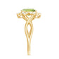 Anillo de compromiso con flor de peridoto ovalado natural de 1 quilate y diamante