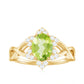 Anillo de compromiso con flor de peridoto ovalado natural de 1 quilate y diamante