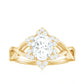 Certified Moissanite Flower Halo Engagement Ring with Criss Cross Band