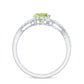 Anillo de compromiso de peridoto ovalado natural de 1 quilate con vástago de diamante tipo bypass