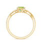 Anillo de compromiso de peridoto ovalado natural de 1 quilate con vástago de diamante tipo bypass