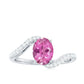 Natural Pink Tourmaline Solitaire Bypass Ring with Diamond