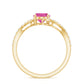 Natural Pink Tourmaline Solitaire Bypass Ring with Diamond