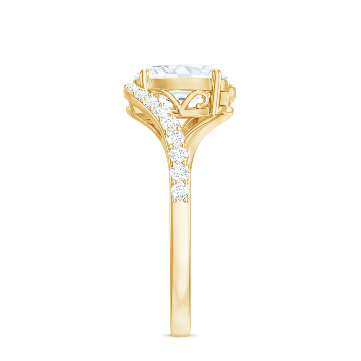 1.2 Carat Moissanite Oval Engagement Ring with Bypass Shank