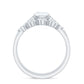 Claw Set Cushion Cut Moissanite Engagement Ring with Leaf Wedding Band