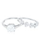Claw Set Cushion Cut Moissanite Engagement Ring with Leaf Wedding Band