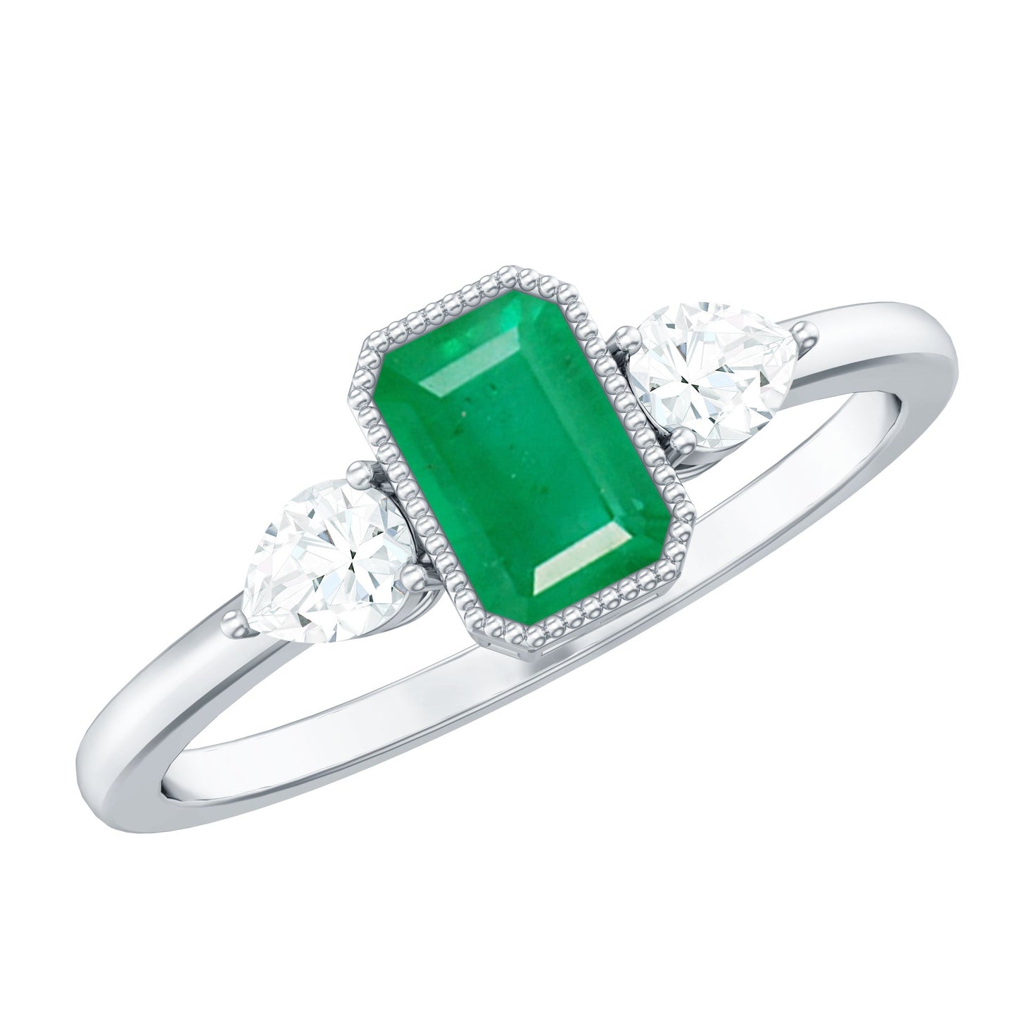 Anillo de oro de 18k con esmeralda y diamante de 0,6 quilates