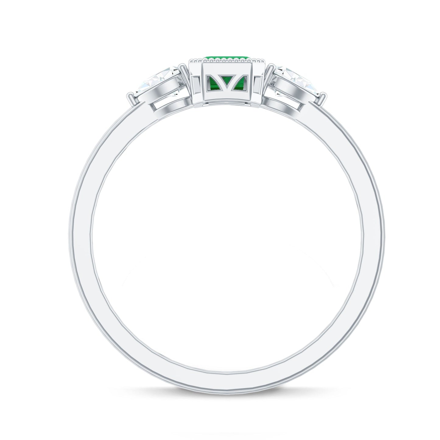 Anillo de oro de 18k con esmeralda y diamante de 0,6 quilates