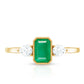 Anillo de oro de 18k con esmeralda y diamante de 0,6 quilates