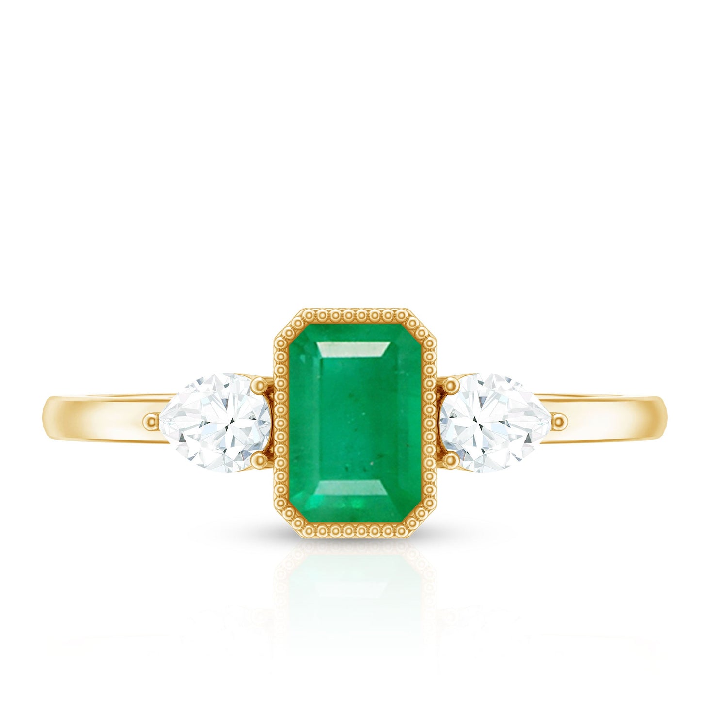 Anillo de oro de 18k con esmeralda y diamante de 0,6 quilates