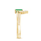 Natural Emerald Cut Emerald Double Band Engagement Ring with Diamond