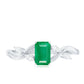 Natural Emerald Cut Emerald Designer Engagement Ring with Diamond
