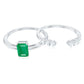 Natural 0.6 Carat Emerald Cut Emerald Diamond Engagement Wedding Ring Set of 2
