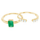Natural 0.6 Carat Emerald Cut Emerald Diamond Engagement Wedding Ring Set of 2