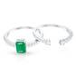 Anillo de compromiso y argolla de boda de esmeralda y diamantes genuinos con corte esmeralda