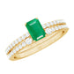 Anillo de compromiso y argolla de boda de esmeralda y diamantes genuinos con corte esmeralda