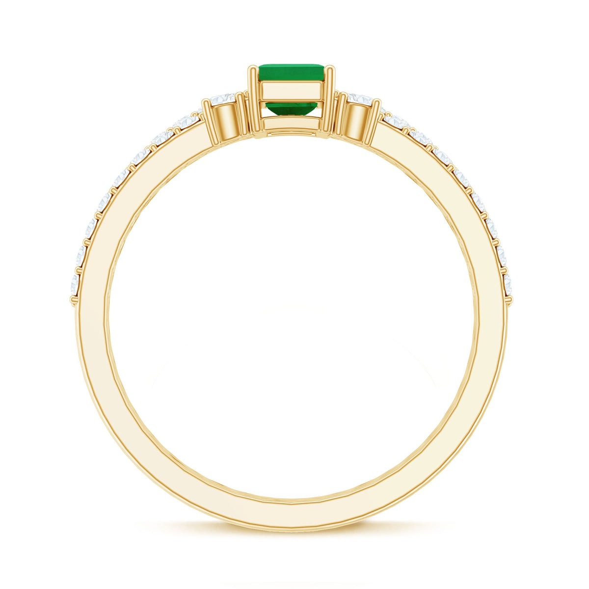 Anillo de compromiso y argolla de boda de esmeralda y diamantes genuinos con corte esmeralda