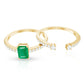 Anillo de compromiso y argolla de boda de esmeralda y diamantes genuinos con corte esmeralda