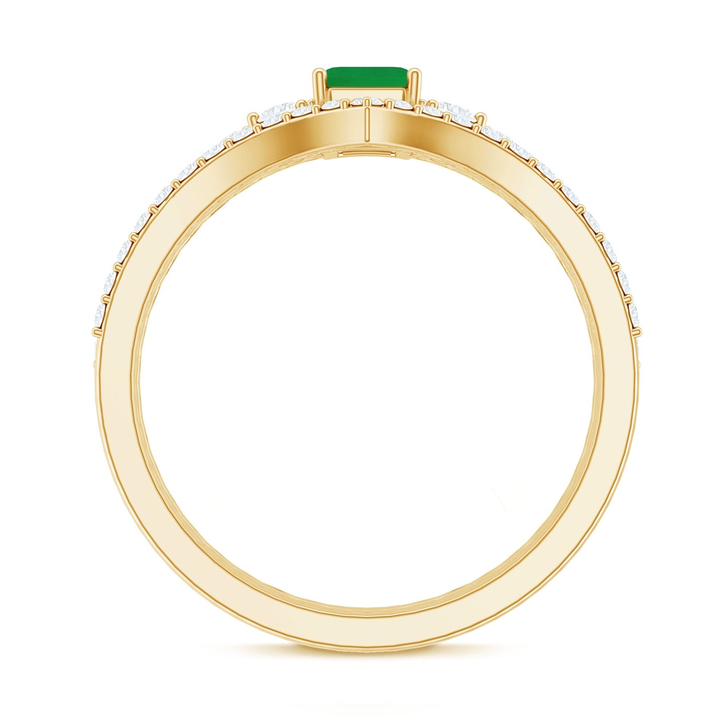 Anillo de boda de 3 piezas con diamantes de talla esmeralda natural de 0,6 quilates