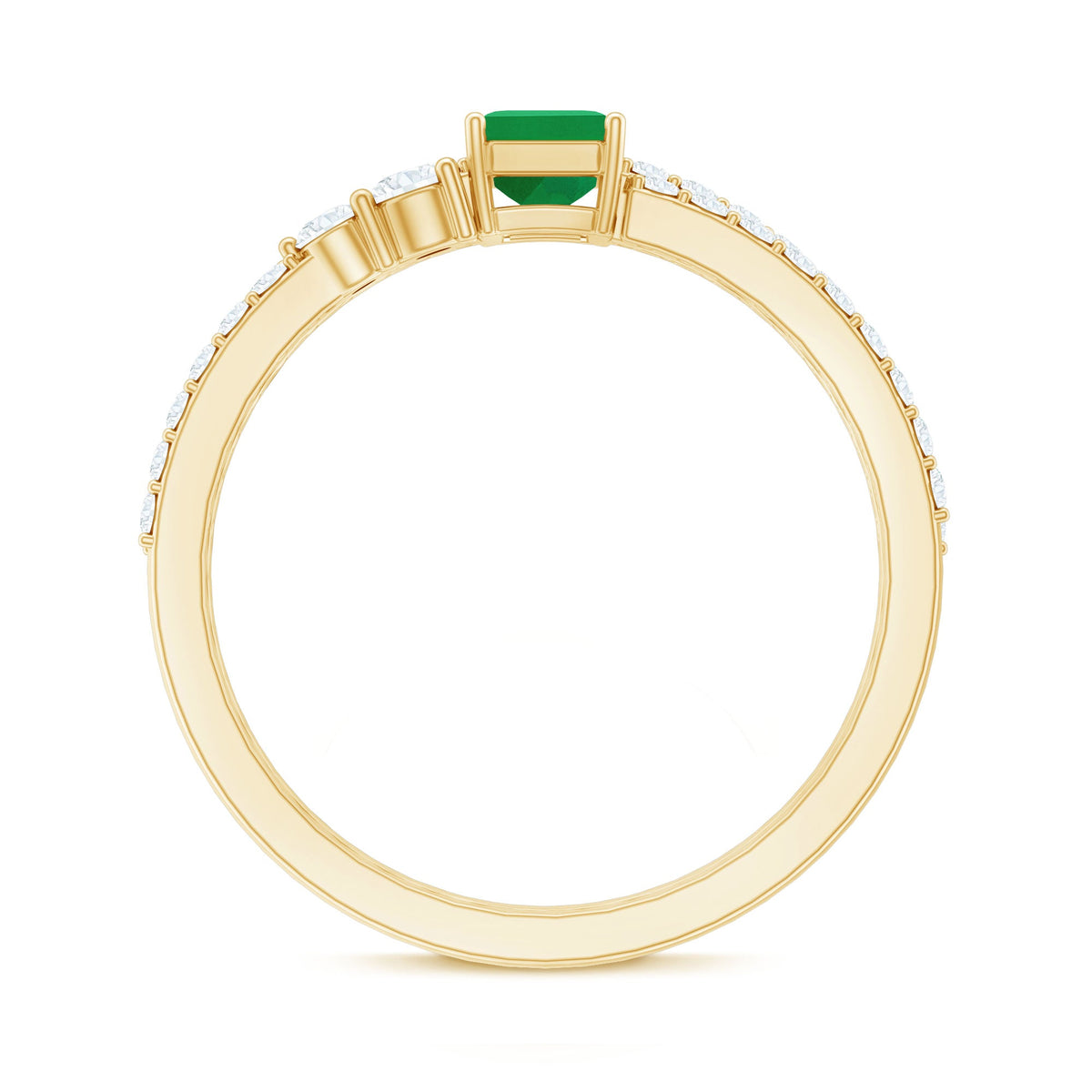 Genuine Emerald Diamond Emerald Cut Engagement Ring with Enhancer