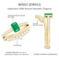Anillo de compromiso de esmeralda natural y diamantes con corte esmeralda y alianza de boda curva