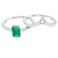 Certified Natural Emerald Diamond Emerald Cut Engagement Ring Wedding Band Set