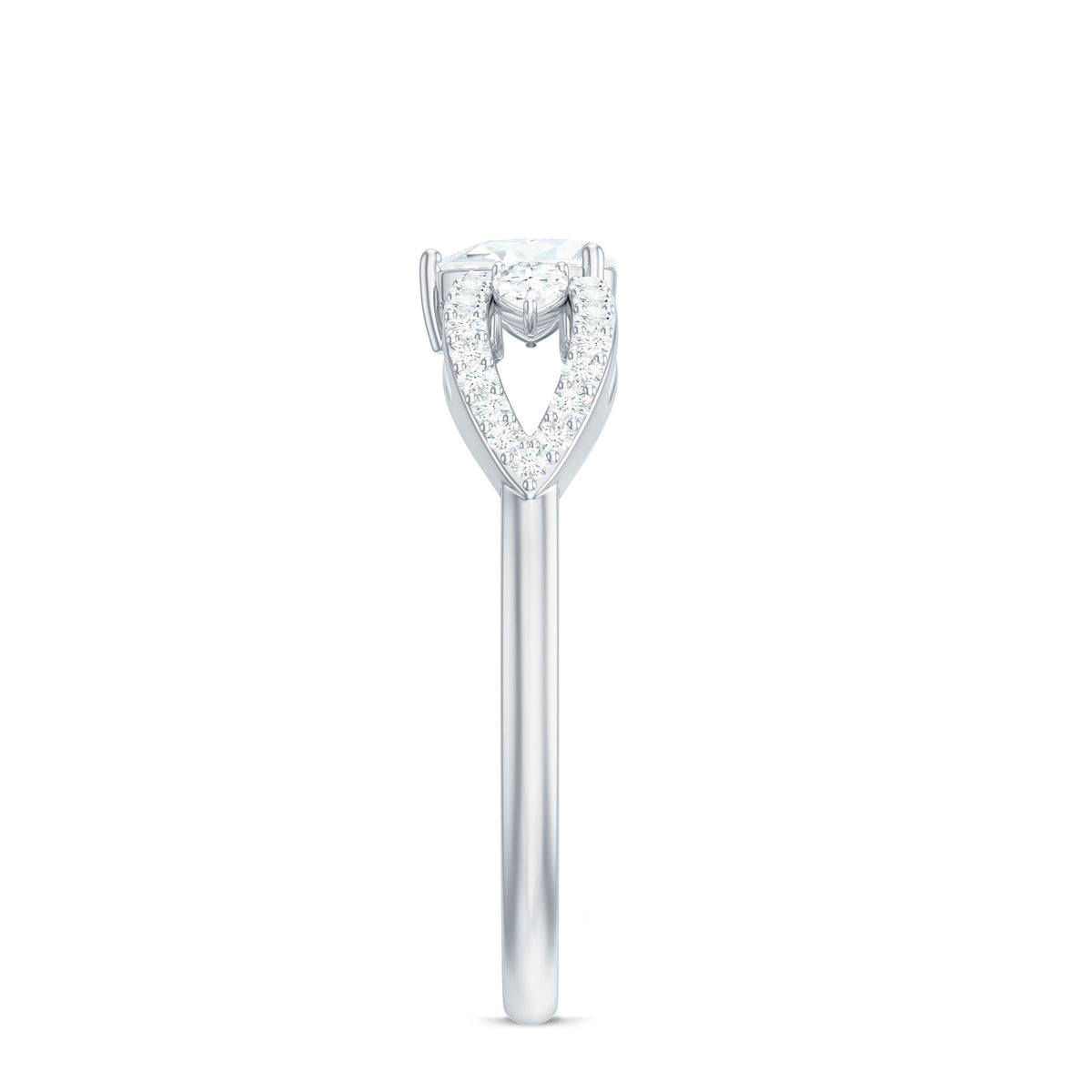 Certified Moissanite Heart Promise Ring with Split Shank