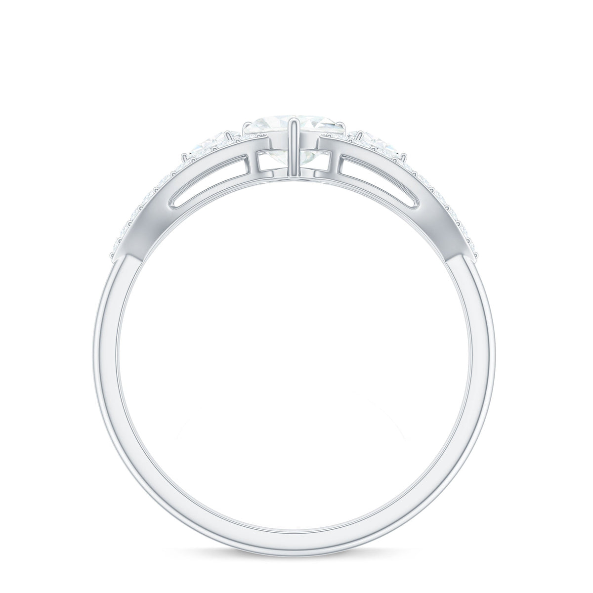 Certified Moissanite Heart Promise Ring with Split Shank