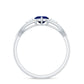 Anillo de promesa con corazón de zafiro azul de 0,6 quilates y diamante con vástago dividido
