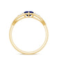 Anillo de promesa con corazón de zafiro azul de 0,6 quilates y diamante con vástago dividido
