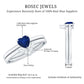 0.6 Carat Heart Shape Blue Sapphire Solitaire Ring Set with Diamond Chevron Band