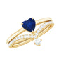 Heart Shape Blue Sapphire Solitaire Wedding Ring Set with Diamond