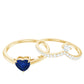 Heart Shape Blue Sapphire Solitaire Wedding Ring Set with Diamond