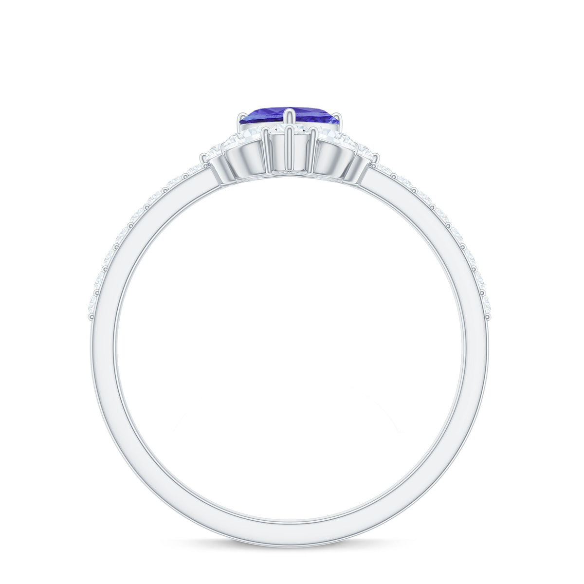 Natural Tanzanite Diamond Heart Promise Ring for Engagement