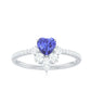 Natural Tanzanite Diamond Heart Promise Ring for Engagement