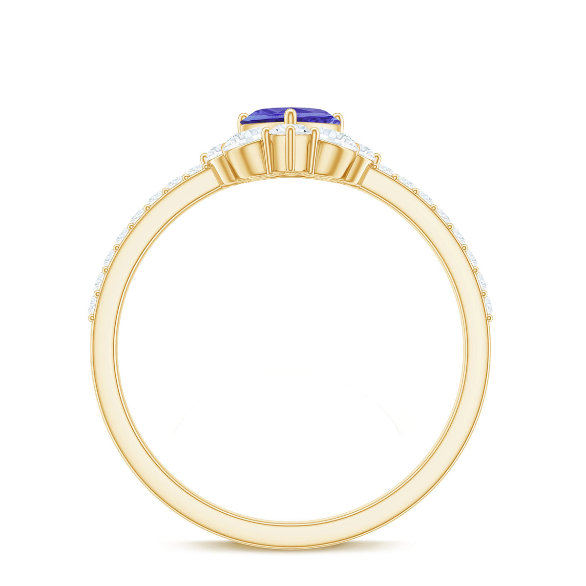 Natural Tanzanite Diamond Heart Promise Ring for Engagement