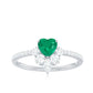 Natural Emerald Heart Promise Ring with Diamond