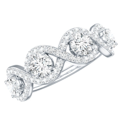 Round Moissanite Infinity Wedding Band Ring