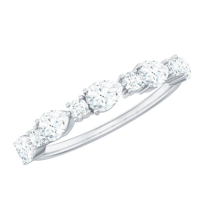 Certified Moissanite Half Eternity Stackable Ring for Women