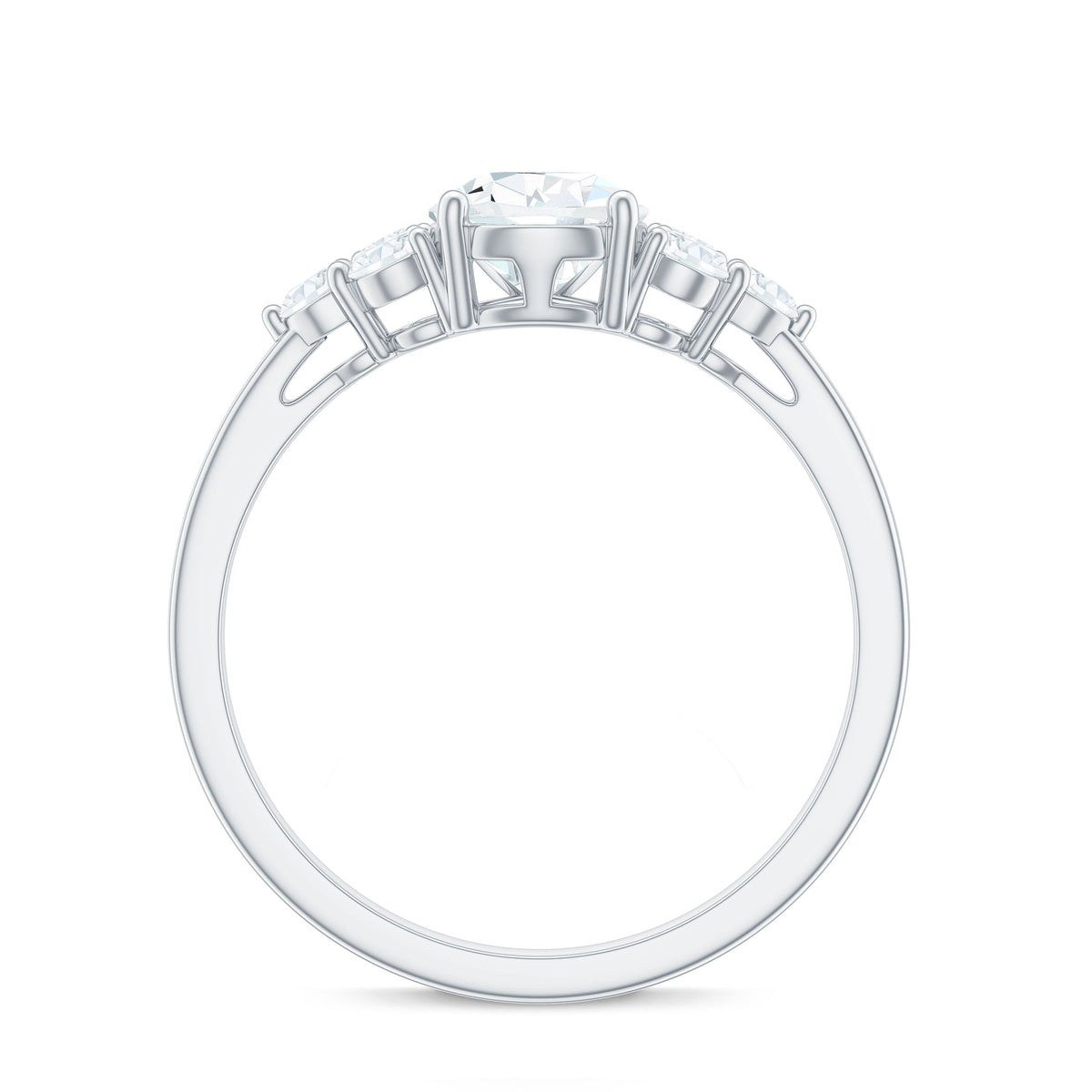 Certified 1.3 Carat Moissanite Pear Engagement Ring with Trio