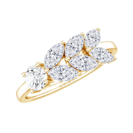 Anillo de aniversario de moissanita para mujer inspirado en la naturaleza
