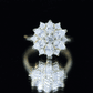 Womens Moissanite Flower Engagement Ring with Certificate