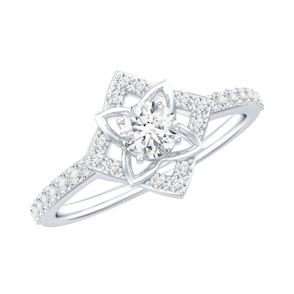 Certified Moissanite Floral Engagement Ring For Her