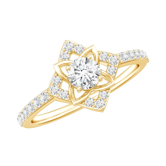Anillo de compromiso floral de moissanita certificada para ella