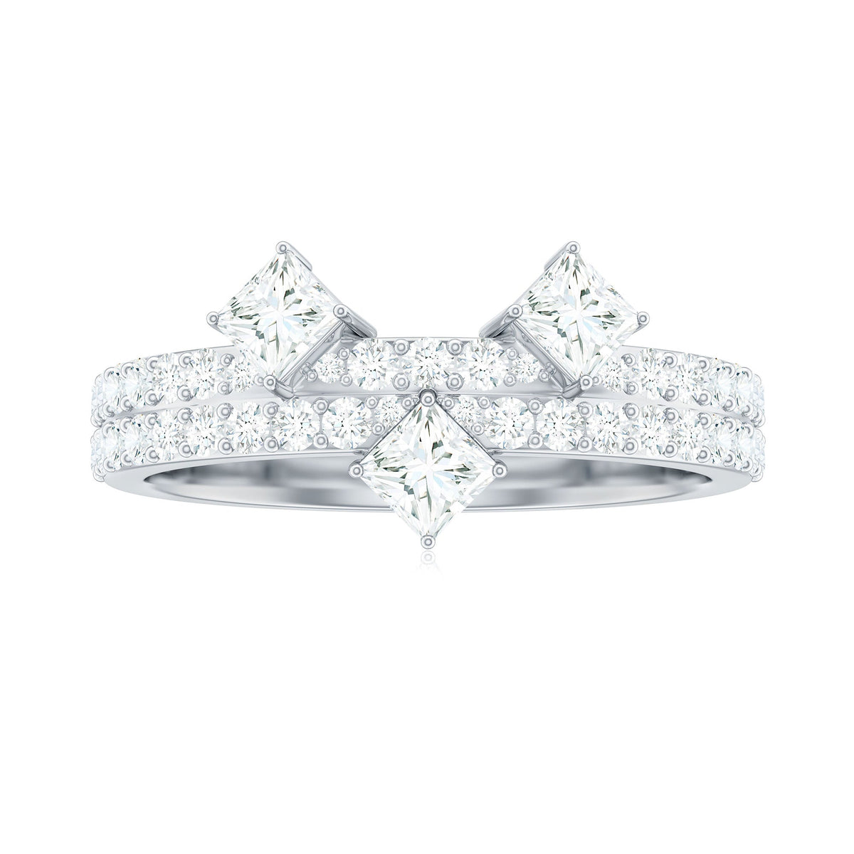 Princess and Round Cut Moissanite Designer Wedding Band